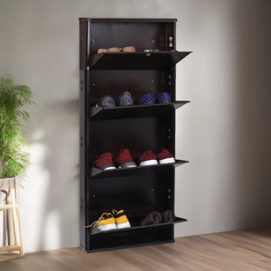 Jaimini Space-Saving 19 Inches Wide Wall-Mountable with Lock & Key for Home and Outdoor Metal Shoe Rack