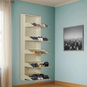 Delite Kom 24 Inch Wide, 5 Shelf | Store 15 Shoe/25 Slipper | Lockable, Wall Mount Metal Shoe Rack