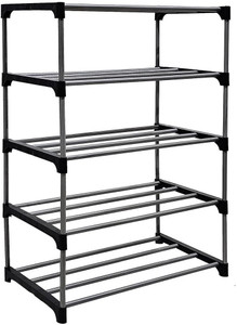 EXPOSURE COLLAPSIBLE OPEN METAL PIPES SHELF SHOE SHOE RACK 5 LAYER Metal Collapsible Shoe Stand