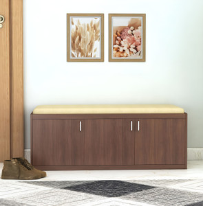 Floresta Wud Engineered Wood Shoe Rack with 3 Door and Cushion Seat for Living Room / Home Engineered Wood Shoe Rack