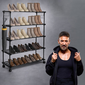 आदा High Density 5-Tier Iron Shoe Organizer Rack | Heavy Duty Shoe Cabinet | मेटल जूते का स्टैंड