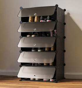 MEVIGO 5-Shelf-5-Door Plastic Cubort Shoe Rack Plastic Collapsible Shoe Stand