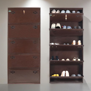 shandar steel 5 Door 28 inches Wall Mounted Metal Shoe Rack with Lock Metal Shoe Rack