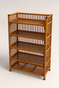 Naturify 5 Tier Multipurpose Storage Shelf Organizer | Durable Space Saving Shoe Stand Bamboo, Cane, Engineered Wood, Solid Wood Shoe Stand