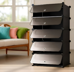 HG-FSVQ DIY 5 Layer Folding Shoe Rack | Portable Plastic & Metal Organizer Stand Metal, Plastic Collapsible Shoe Stand