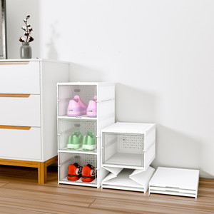 HOMESTIC by Kuber Industries (3-Layer) Foldable Storage Rack for Shoe, Slippers & Books | White Plastic Shoe Stand