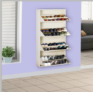 Delite Kom 29 Inch Wide, 8 Shelf | Double Decker | Store 28 Shoe/48 Slipper | Wall Mount Metal Shoe Rack