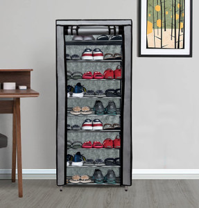 GlowSilk 9 Layer Metal Shoe Rack Carbon Steel Collapsible Wardrobe