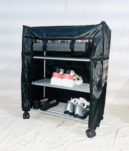 Bluevista Shoe rack black zipper cover wheel shelf Metal Shoe Rack Price  in India Buy Bluevista Shoe rack black zipper cover wheel shelf Metal  - Main Image