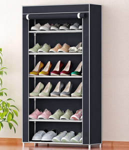 FLIPZON 6-Tiers Shoe Rack/Multipurpose Storage Rack with Dustproof Cover Metal Collapsible Shoe Stand