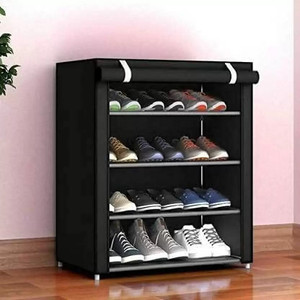 Greeno sleeves black shoe rack Plastic Shoe Stand Price in India