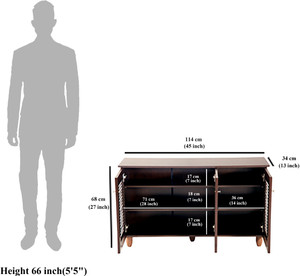 DeckUp 3-Door Dark Wenge Engineered Wood Shoe Rack
