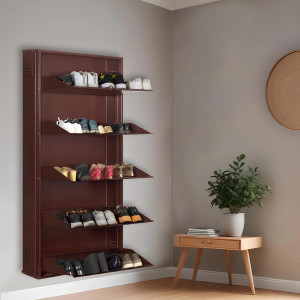 Delite Kom 29 Inch Wide, 5 Shelf | Store 18 Shoe/30 Slipper | Lockable, Wall Mount Metal Shoe Rack