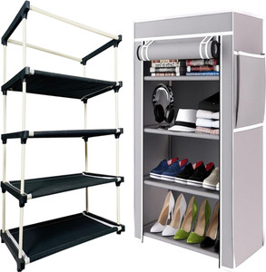 girja GIRJA Multipurpose 4 Layer shoe rack/book shelf/Wardrobe Heavy Material PVC Plastic Shoe Stand