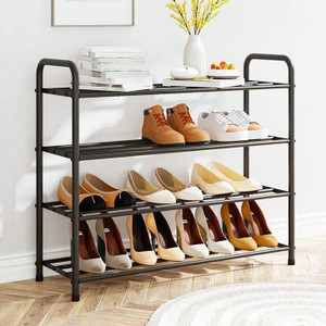 Plantex GI Metal Shoe Rack/Shoe Stand/ Storage Organizer-4 Big Shelves-Wall Mount/Stand Metal Collapsible Shoe Stand