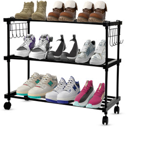 LEOPAX High Density 3-Tier Iron Shoe Organizer Rack | Heavy Duty Shoe Cabinet | Metal Shoe Stand