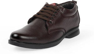 leacom Mens Brown Formal Shoes Comfort & Lightweight boots Lace Up For Men