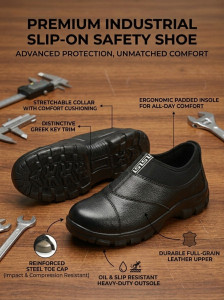 Peclo Men Slip-On Steel Toe Safety Shoes - Image 6