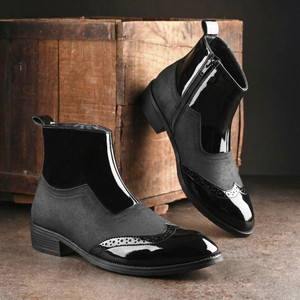 YUVRATO BAXI Men Black Formal Ankle Zip Boot - Image 6