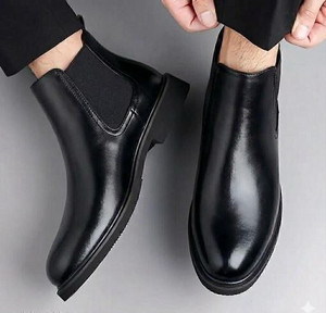 EVE AMERICAN Leather Lightweight Comfortable Trendy Walking Outdoor Chelsea Boots For Men Boots For Men