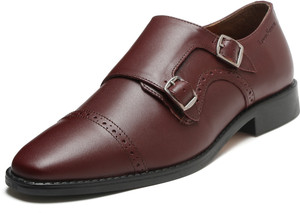 LOUIS STITCH Rosewood Italian Leather Double Monk Strap Formal Slip On Shoes for Men Monk Strap For Men