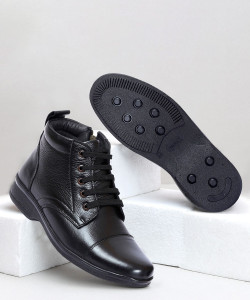 Zoom Shoes Genuine Leather Boots for Men AD1165 | Zipper Boots| Memory Cushion| High Ankle Boots For Men