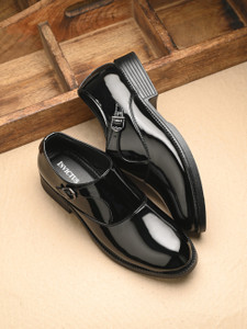 INVICTUS Men High Heel Black Solid Formal Solid Slip On Shoes Monk Strap For Men