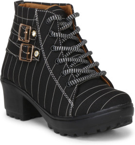 KRAFTER Shoes for Girls Women Or Ladies Casual Heel Sneakers For Girls Stylish New Model , Latest Design, Stylish High Heel Ankle Boots For Ladies Party Wear Trendy Boots For Women