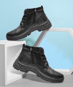TSF TSF 9405 Black Genuine Leather Zipper//Police Lace Up For Men