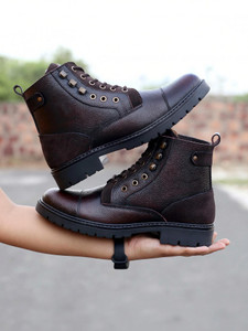 bacca bucci DRAGON Leather Boots for Bikers Riders Trekking Trail & Hiking with Fur Lining Boots For Men