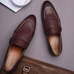 LOUIS STITCH Rosewood Slipon Style Comfortable Monk Strap Shoes for Men (RGFM) - Size UK 6 Monk Strap For Men