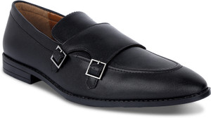LOUIS STITCH Mens Obsidian Black Slipon Style Comfortable Monk Strap Shoes (RG_FMJB) UK 6 Monk Strap For Men