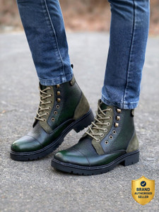 bacca bucci Leather Boots for Bikers Riders Trekking Trail & Hiking with Fur Lining Boots For Men