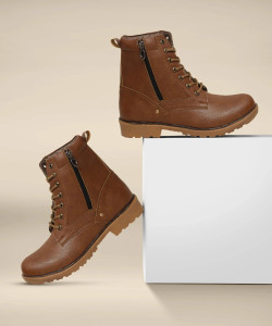 Shoe Island Leatherette Tan Brown Hiking Trekking Riding High Ankle Length Long Men's Boots Boots For Men