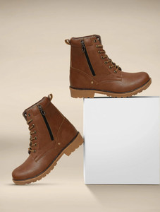 Shoe Island Leatherette Tan Brown Hiking Trekking Riding High Ankle Length Long Men's Boots पुरुषों के लिए बूट्स