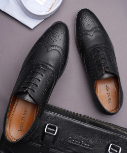 LOUIS STITCH Black Wingtip Style Brogue Formal Shoes for Men - UK 7 Brogues For Men