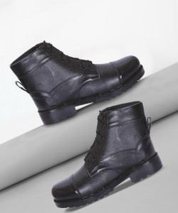 AVANI Army Leather Parade Drill Boots, Military, Tactical