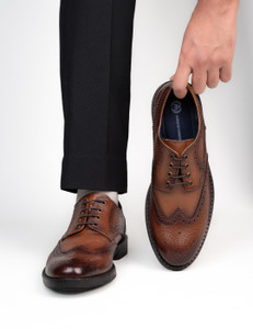 ALBERTO TORRESI G.Leather Series 596 Tan Formal Brogues Lace Up For Men