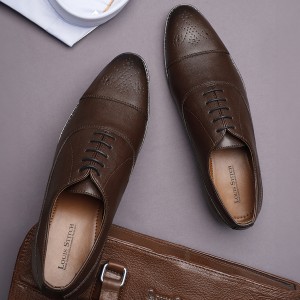 LOUIS STITCH Mens Brown Formal Lace Up Derby Shoes for Men (RGCT) - UK 11 Derby For Men