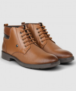 LEE COOPER Leather Ankle Boots| Lace-up & Soft Cushioned Insole for All-Day Comfort Slip On For Men