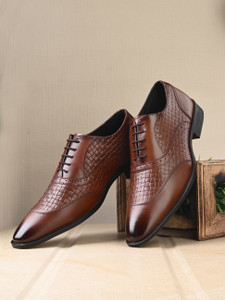 ALBERTO TORRESI Genuine Leather Textured Brown Formal Lace Up Lace Up For Men