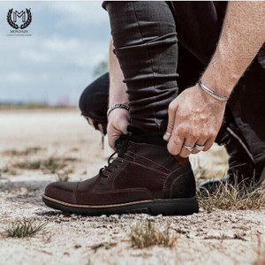 MONDAIN 100% Genuine Leather Comfortable Stylish Casual Lace up Boots Boots For Men Boots For Men