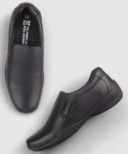 RED CHIEF Genuine Leather Formal Slip-On Shoes for Men Black RC3812 001 Slip On For Men