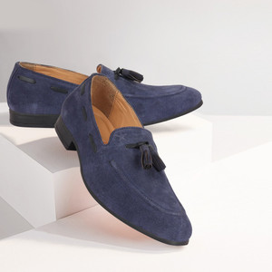 FAUSTO Suede Leather Casual Shoes Tassel Loafers For Men