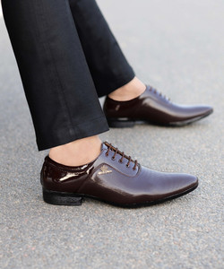 Teeny Step Shining Patent Formal Shoes Lace Up For Men