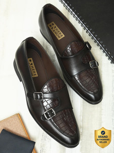 HERE&NOW Faux Leather Comfort Foam Monk Strap For Men