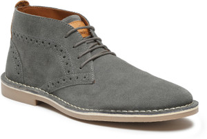 LOUIS STITCH Premium Leather Grey Desert Boots for Men | Mens Chukka Ankle Boots - UK 12 Boots For Men