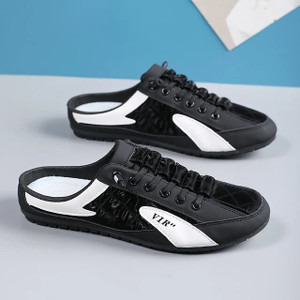 FREEMO tylish Men's Half Back Open Backless Footwear, Lace Up Outdoor Casual Sneakers For Men