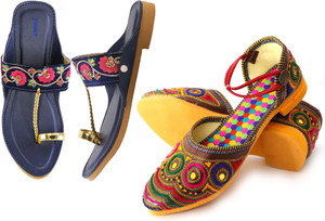 ASIDEA kolhapuri slippers & multicolor jutti for women & girls Jutis For Women