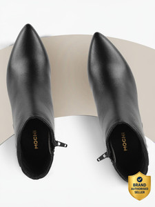 MOCHI Textured Block Heeled Mid-Top Boots for Women - Image 6